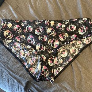 Torrid Rose Filled Skull Panties with Crisscross Back